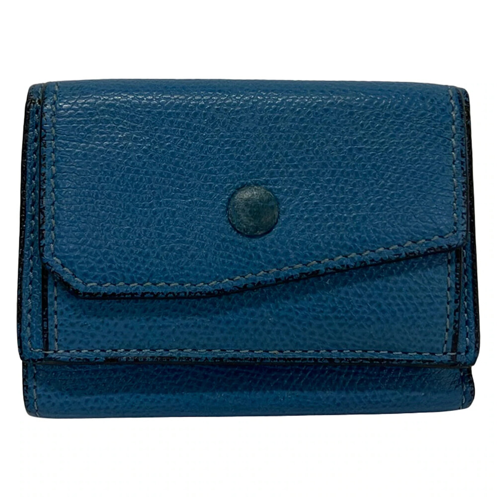 Valextra Blue Leather Trifold Wallet #358436V50B